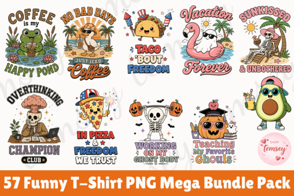 Download 57 Funny T-Shirt PNG Mega Bundle Pack - Mega Collection