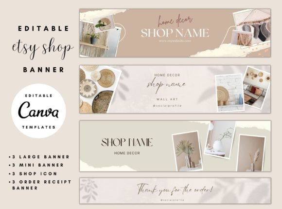 Download Etsy Shop Banner Canva - Home Decor - Etsy shop Collection