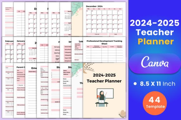 Download 2024-2025 Teacher Planner Canva Interior - Premium Resources