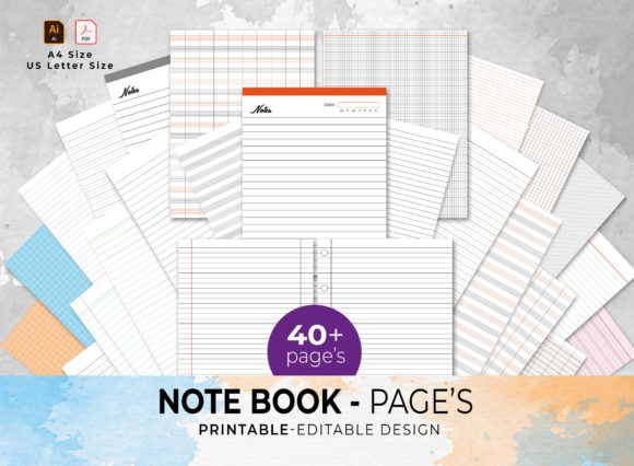 Download Printable Notebook Paper 44 Pages - 44 pages Collection