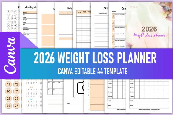 Download 2026 Weight Loss Planner for Canva - Premium Resources