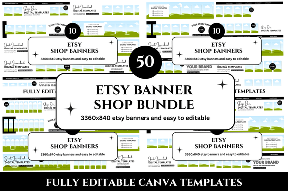 Download 50 Etsy Shop Banner Canva Bundle - Etsy shop Collection